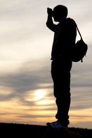Man Looking Into the Sunset