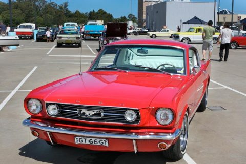 1965 Ford Mustang at an auto show in Sydney, Australia