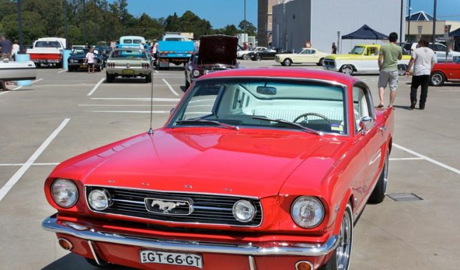1965 Ford Mustang at an auto show in Sydney, Australia