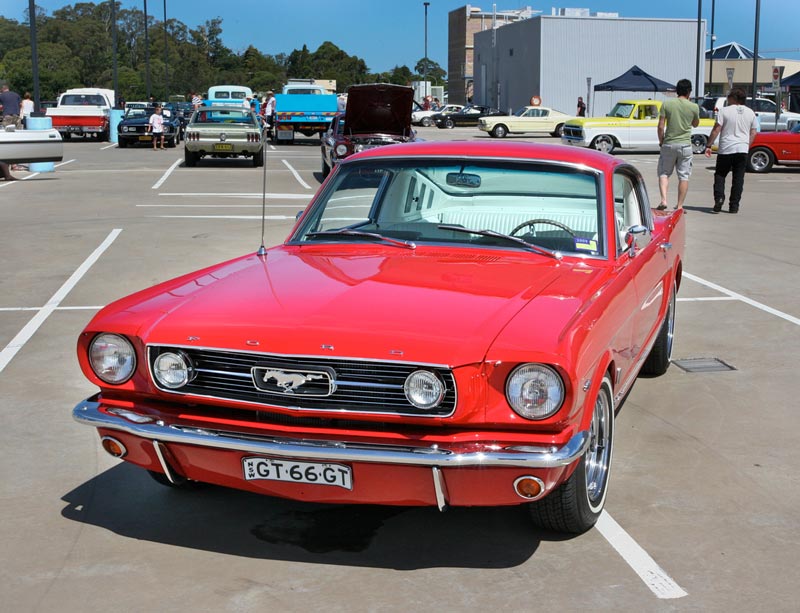 1965 Ford Mustang at an auto show in Sydney, Australia