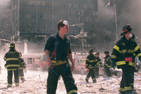 Ground Zero first responders walking in 