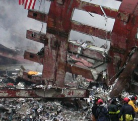 Debris at World Trade Center after 9/11