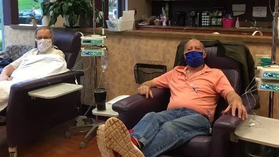 Ron and Al Schwartz undergoing chemotherapy