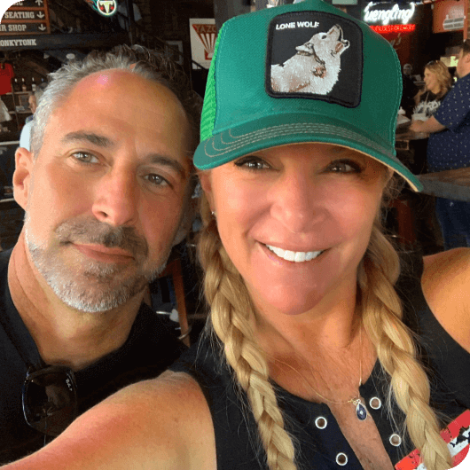 Amy Pelegrin pictured with husband