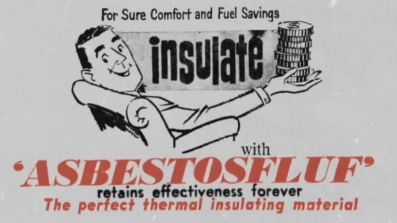 Asbestosfluf insulation vintage ad