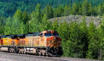 BNSF train traveling through Montana