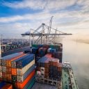 Cargo containers in shipping port