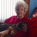 Mesothelioma survivor Emily Ward and her dog Little Bit