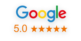 Google logo with five stars underneath.