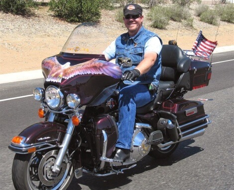 Jim Dykstra on his motorcycle