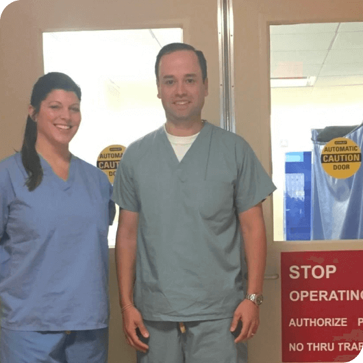 Jose Ortiz and Missy Miller learning in hospital