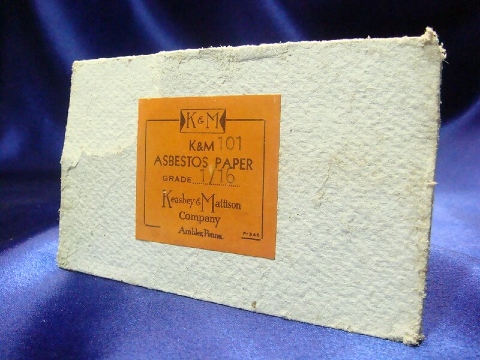 White asbestos paper with K&M label