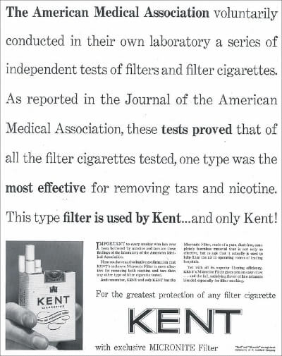1954 ad for Kent Micronite cigarettes