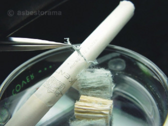 Kent micronite filter showing asbestos fibers