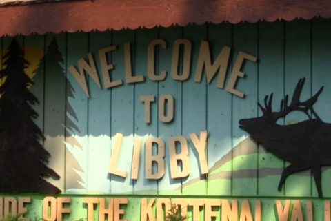 Welcome sign in Libby, Montana