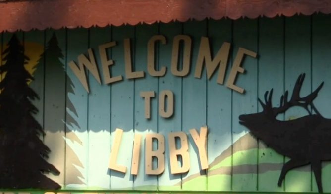 Welcome sign in Libby, Montana