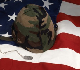 Military Flag & Helmet