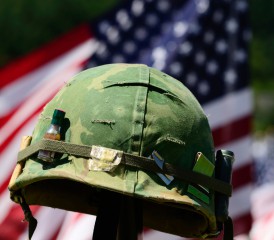 Military Helmet & Flag