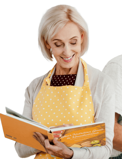 Woman reads her Nutrition Guide to Mesothelioma