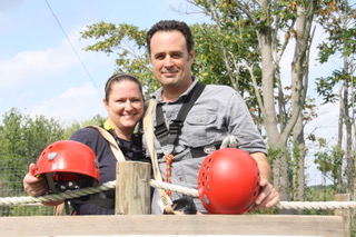 Pam and Jim McWhorter during a zip-line adventure in 2013.