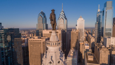 Skyline photo of Philadelphia, PA.