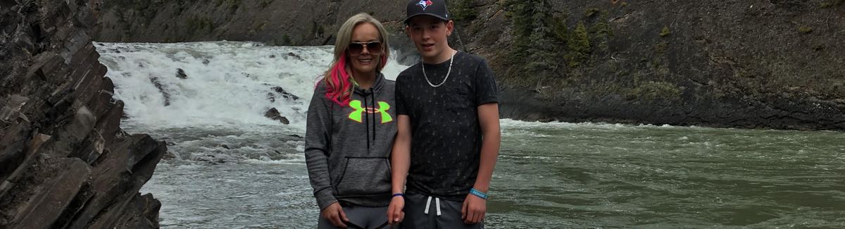 Peritoneal Mesothelioma survivor, Raeleen Minchuk hiking with son