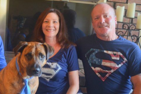 Ron Yutko, peritoneal mesothelioma survivor, with his wife and dog