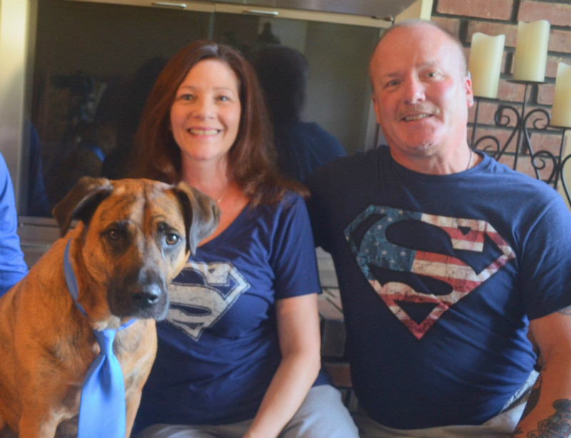 Ron Yutko, peritoneal mesothelioma survivor, with his wife and dog