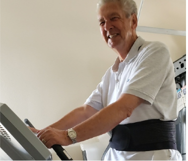 Terry Latham walking on treadmill