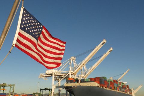 Cargo ship at U.S. port
