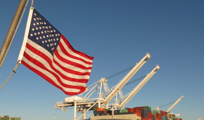 Cargo ship at U.S. port