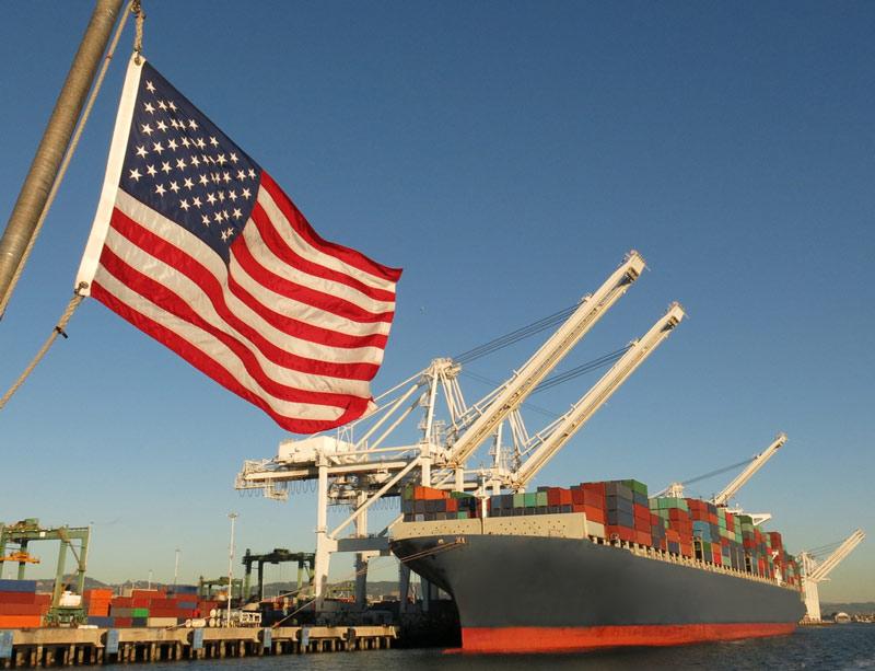 Cargo ship at U.S. port