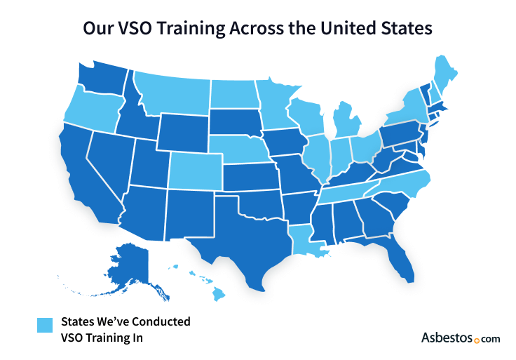 Mesothelioma Center VSO training states graphic