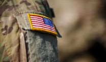 Army fatigue sleeve with American flag patch