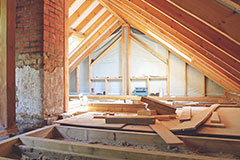 Unfinished ceiling in a house