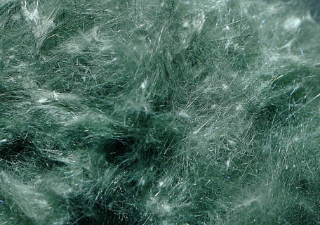 Mineral sample of acicular actinolite asbestos