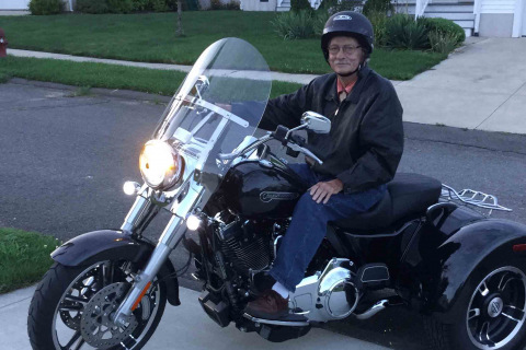 Al Moylan on his Harley-Davidson