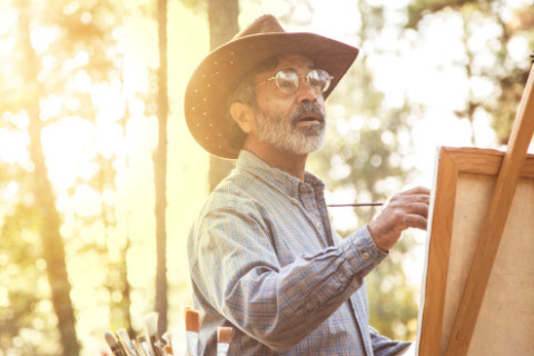 Person painting out in nature