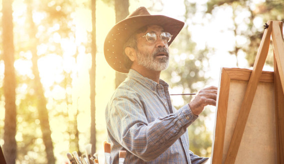 Person painting out in nature