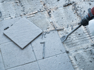 Asbestos adhesives on tiles