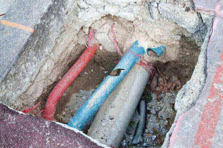 Drain pipe contaminated with asbestos