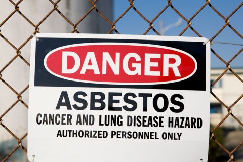 Asbestos hazard sign