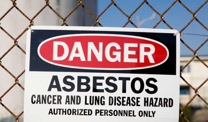 Asbestos hazard sign