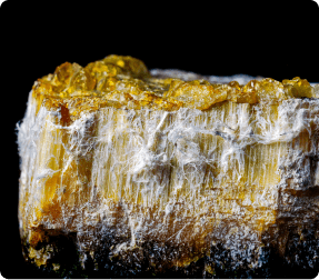 Asbestos sample showing fibers