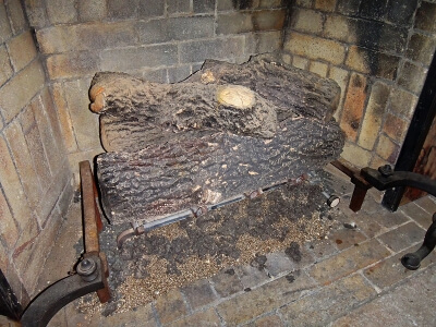 Asbestos logs in fireplace
