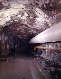 Pipe in asbestos mine