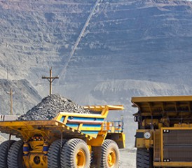 Tractor at Canadian asbestos mine