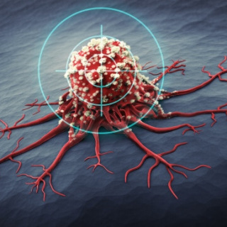 Close-up of cancer cell with target