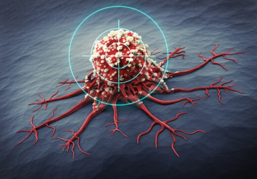 Close-up of cancer cell with target