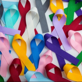 Multicolored cancer ribbons